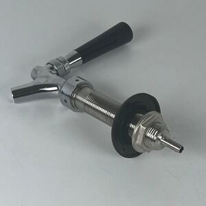 Kegco Chrome Draft Beer Faucet with Shank and Black Tap Handle Assembly